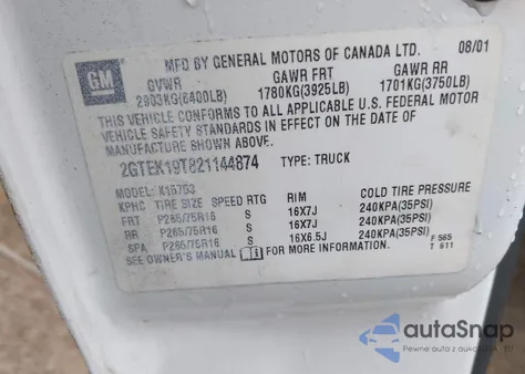 2002 GMC Sierra 1500 Sle из США, поврежденный, VIN 2GTEK19T821144874